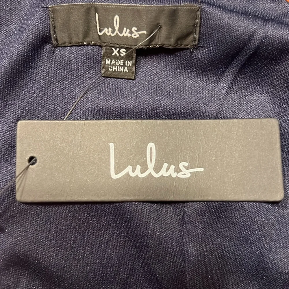 LULU’S “So Stunning Navy Blue Floral Jacquard Puff Sleeve Mini Dress” - Picture 12 of 16